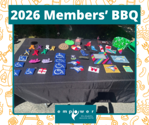 Display of plastic canvas designs from one of EmpowerNL's Youth Ventures participants. Title reads 2026 Members' BBQ. The EmpowerNL logo is centered at the bottom.