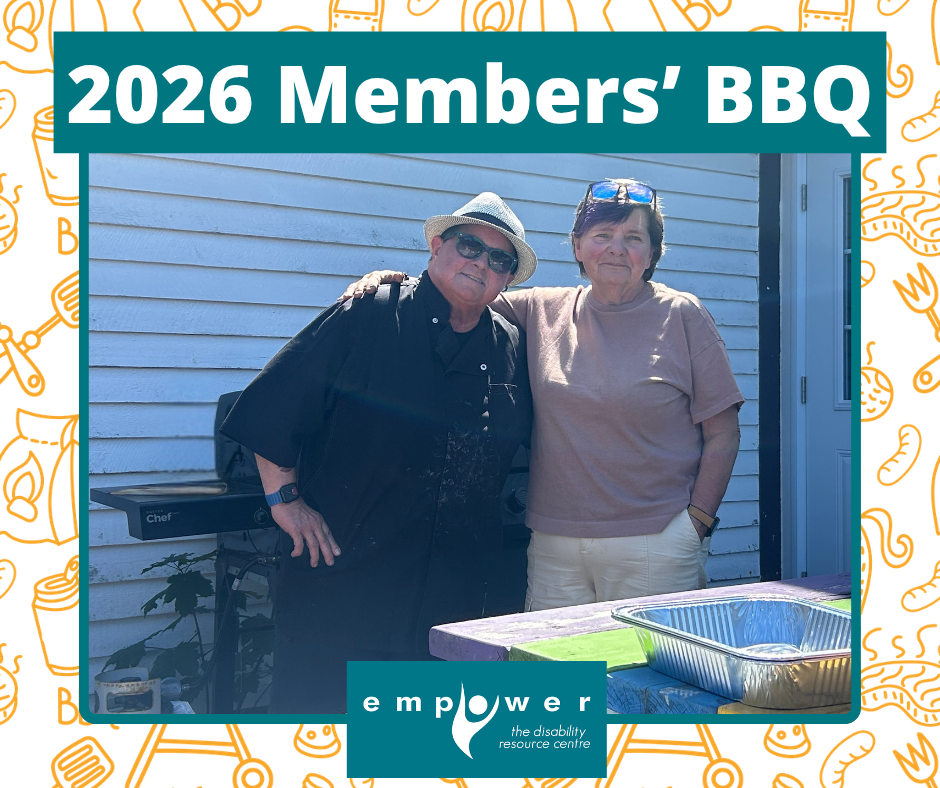 EmpowerNL volunteers smile while getting ready to grill at the 2026 BBQ. Title reads 2026 Members' BBQ. The EmpowerNL logo is centered at the bottom.